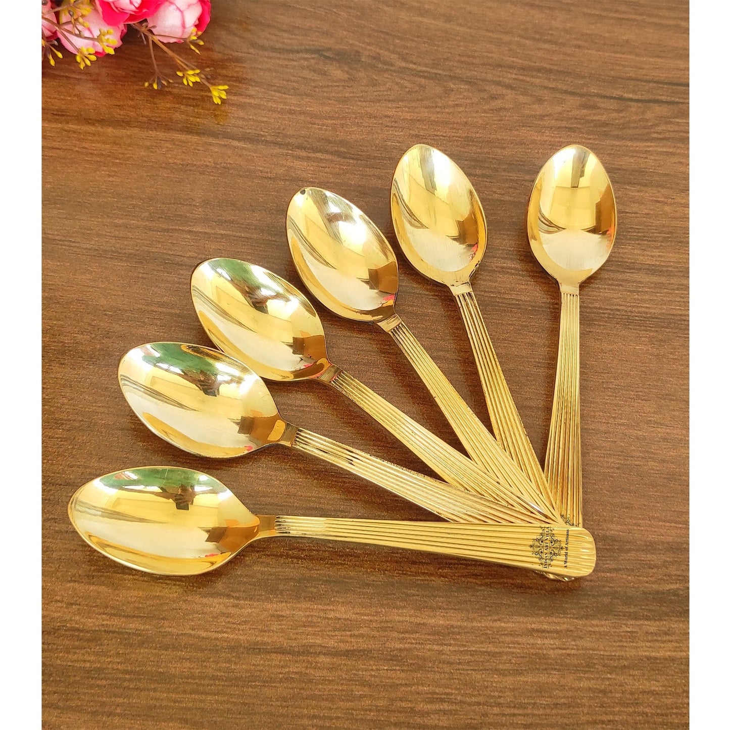 Brass Lining Spoon Tableware Serveware Home Hotel Restaurant Silver