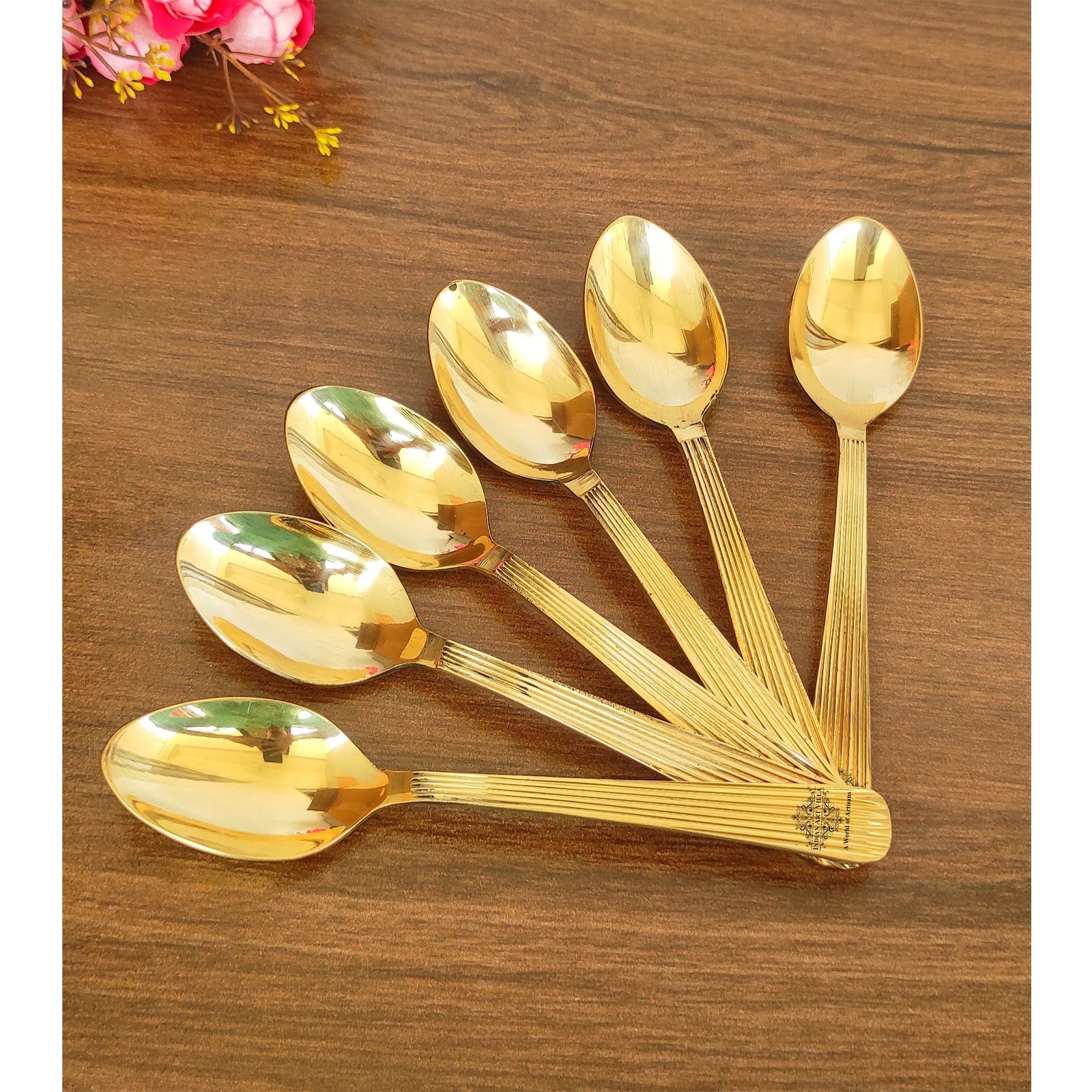 Brass Lining Spoon Tableware Serveware Home Hotel Restaurant Silver