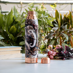 Pure Copper Kalakriti Royal Elephant Printed Bottle-1000 ML