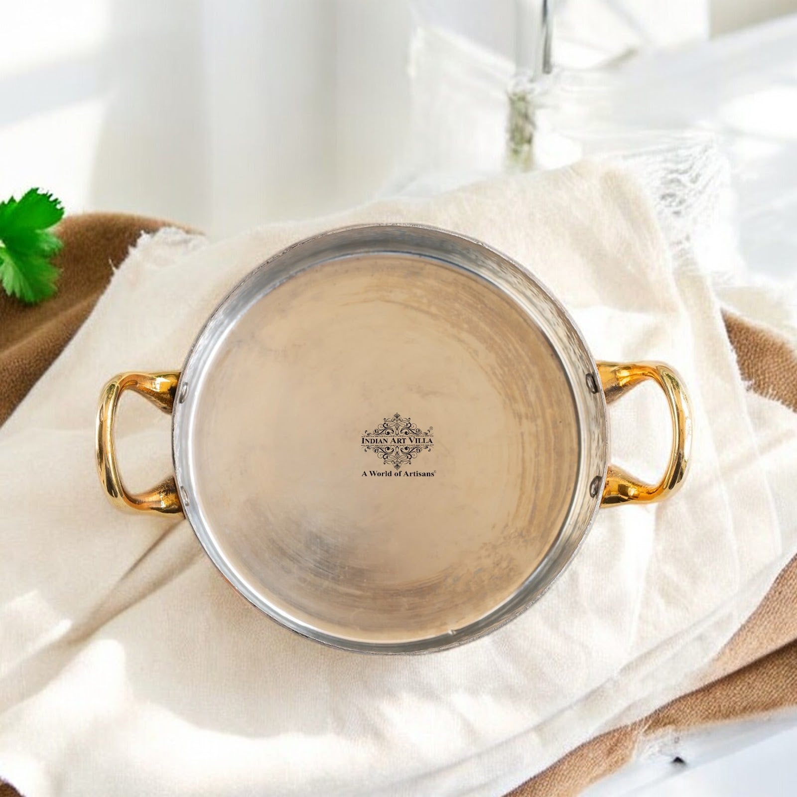 Pure Copper Round Dish With Tin Lining, Hammered Design, Serveware & Tableware