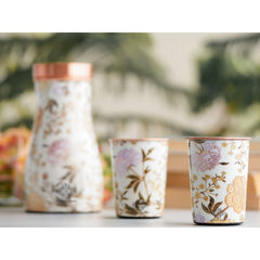Copper Gold Printed Bedroom Bottle with 2 Glass Set – 900 ML Bottle & 300 ML Glass