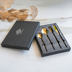 Stainless Steel Gold Cutlery Set of 4 with Dual