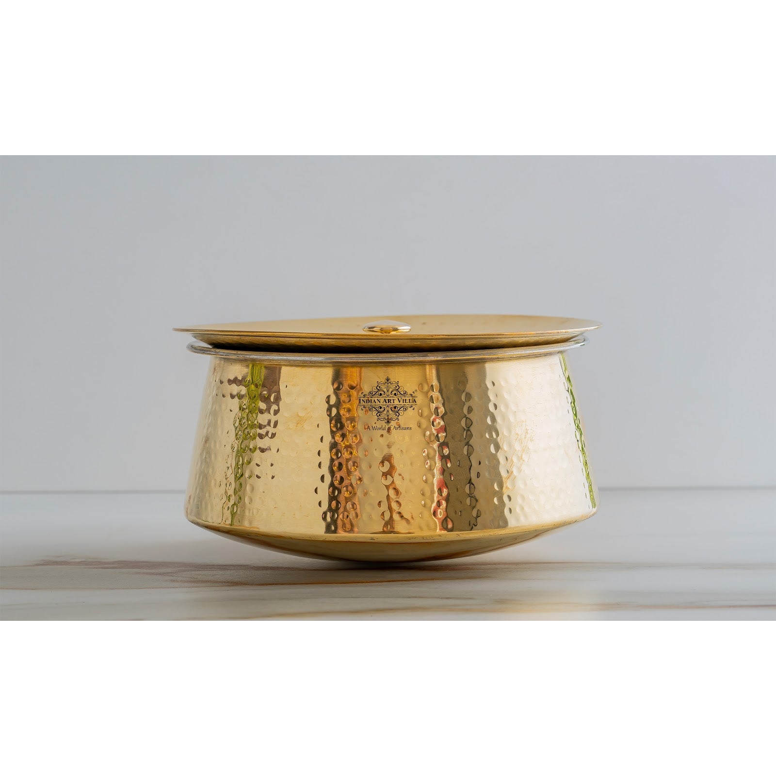 Brass Hammered Patila And Lid with Tin lining, Traditional cookware