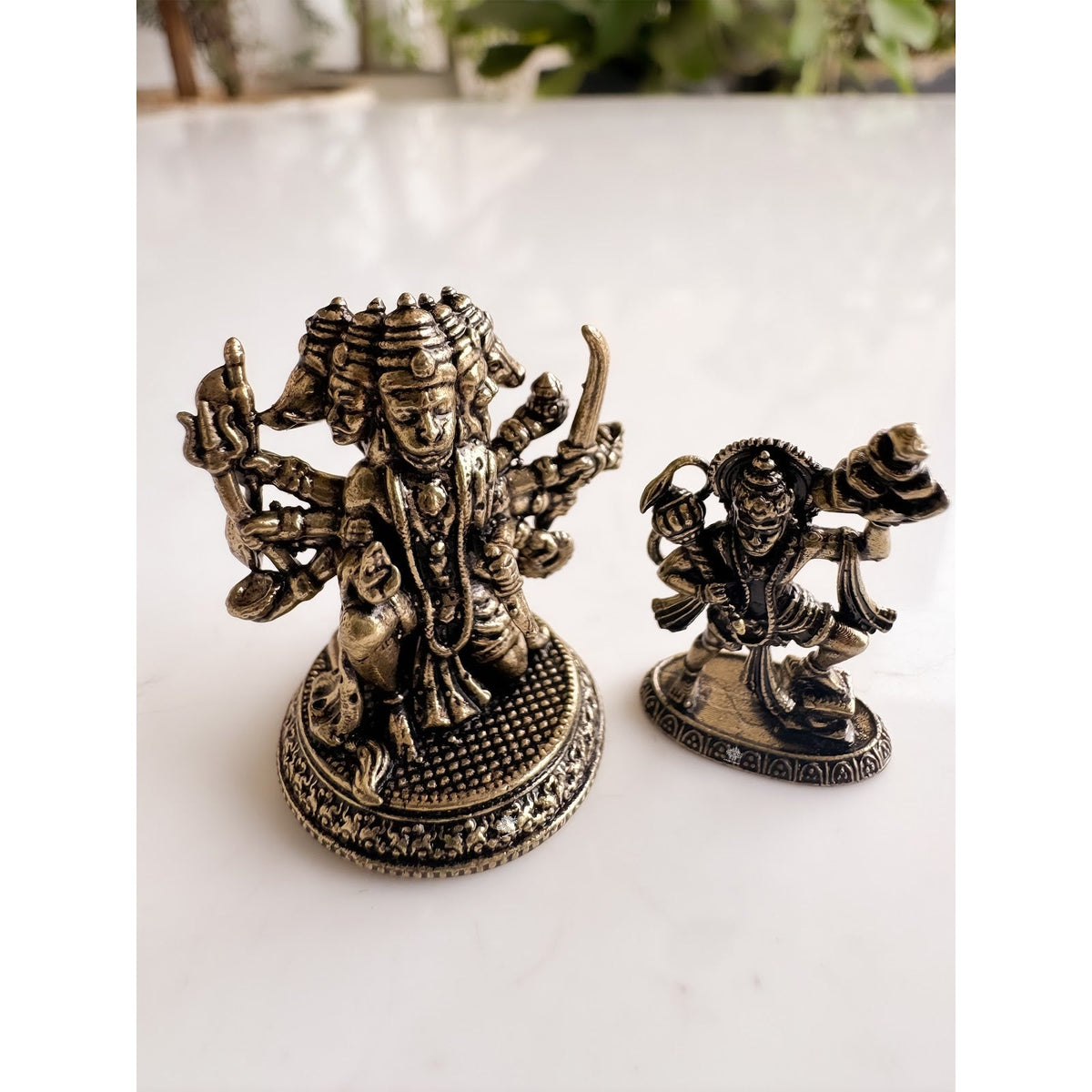 Pure Brass Miniature Panchmukhi Hanuman Bhakt Set