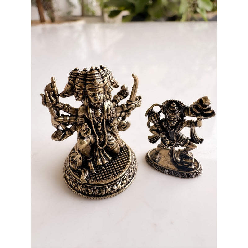 Pure Brass Miniature Panchmukhi Hanuman Bhakt Set