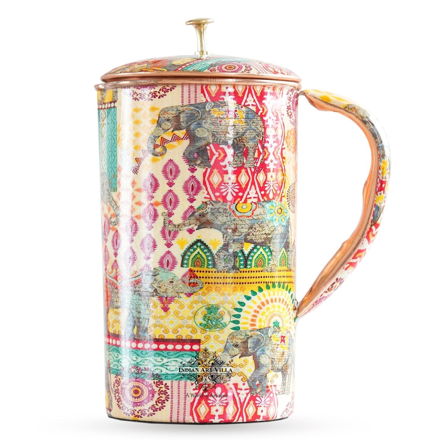 Pure Copper Printed Padharo Mhare Desh Jug & Glass Gift Set