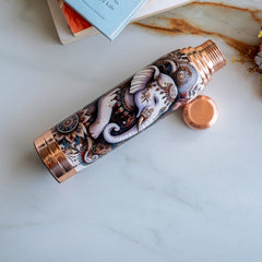 Pure Copper Kalakriti Royal Elephant Printed Bottle-1000 ML