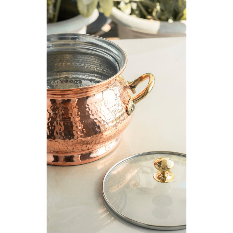 Pure Steel Copper Hammered  Biriyani Handi With Inside Tin Lining