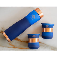 Matt Ombre Copper Bottle and Glass Set with Royal Look  Bottle-900 Ml, Glass-275Ml