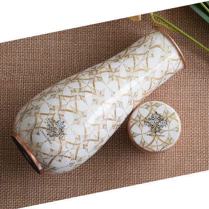 Pure Copper Bedroom Bottle with Golden Print Design 1500 ML