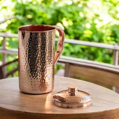 Pure Copper Hammered & Plain Designer Jug With Lid