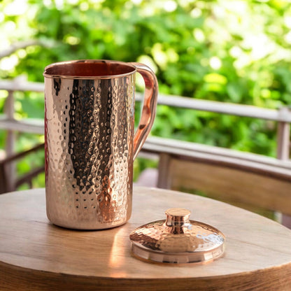 Pure Copper Hammered & Plain Designer Jug With Lid