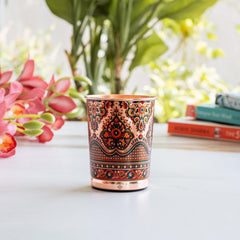Pure Copper Kalakriti Print Glass for Daily Use, Home & Gifting - 270 ML