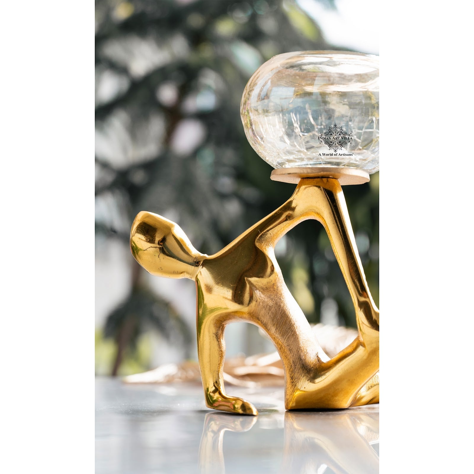 Gold Finish Decorative Candle Holder with Lady Design – Elegant Home Decor Accent, Perfect for Centerpiece