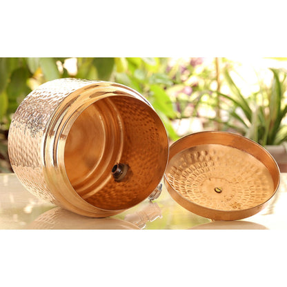 Pure Copper With Hammered Design Water Pot