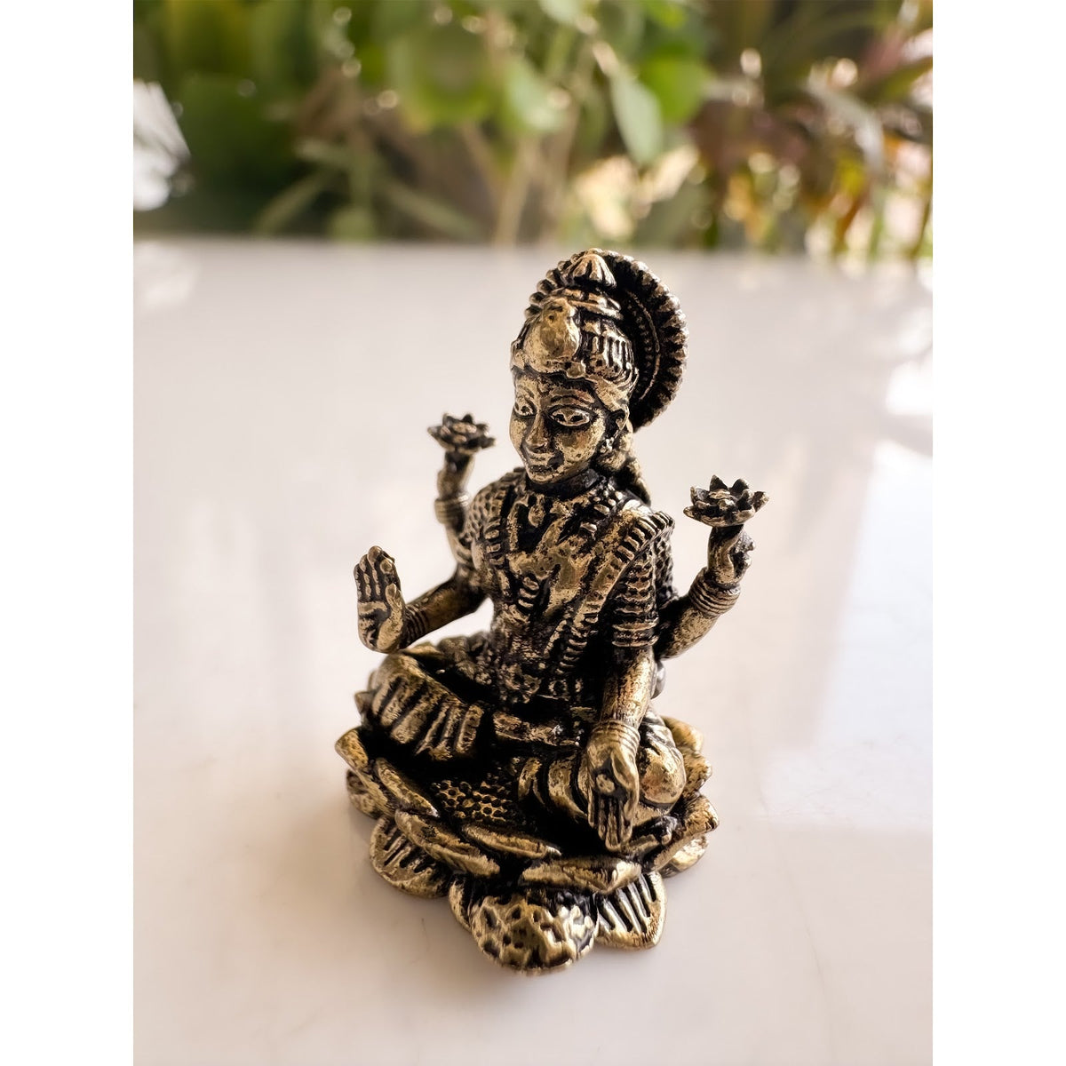Pure Brass Miniature Lakshmi Ji Murti Sitting On Lotus