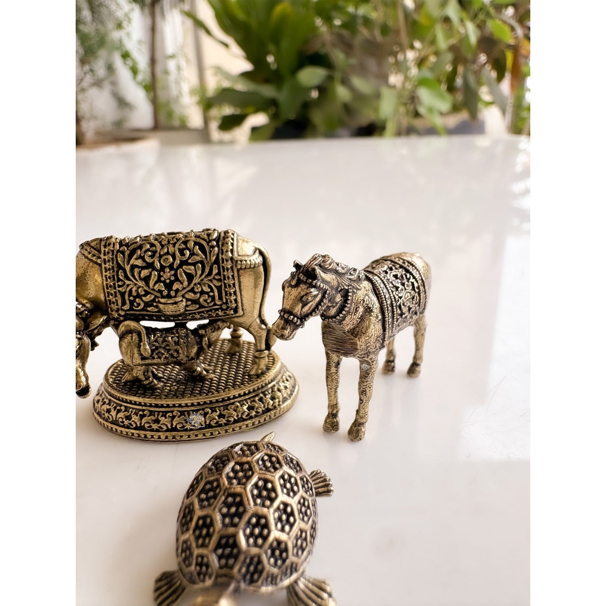 Pure Brass Miniature Vastu Animals Idol Combo For Positive Energy & Home Décor