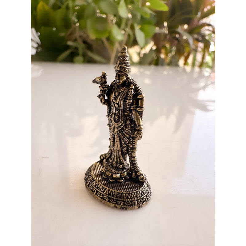 Pure Brass Miniature Meenakshi Amman Ji Standing Murti - 3.81 cm