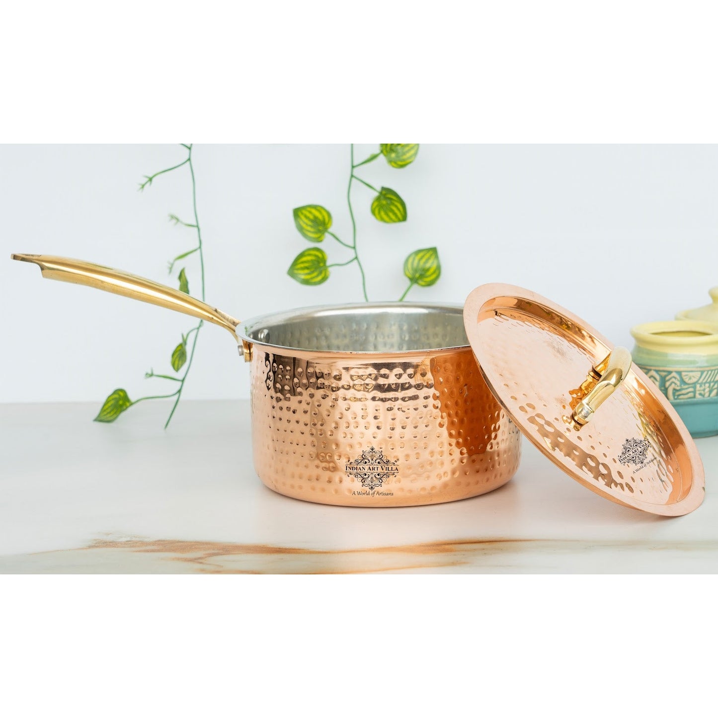 Pure Steel Copper Hammered  Sauce pan Inside Tin Lining