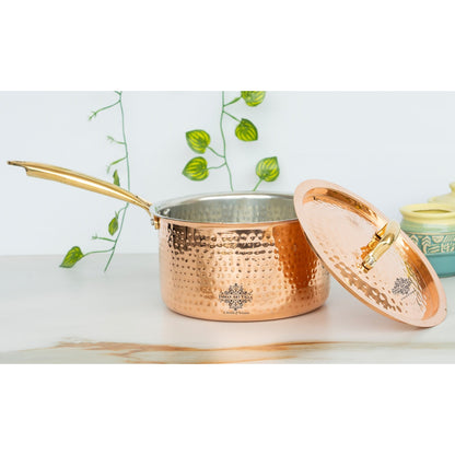 Pure Steel Copper Hammered  Sauce pan Inside Tin Lining
