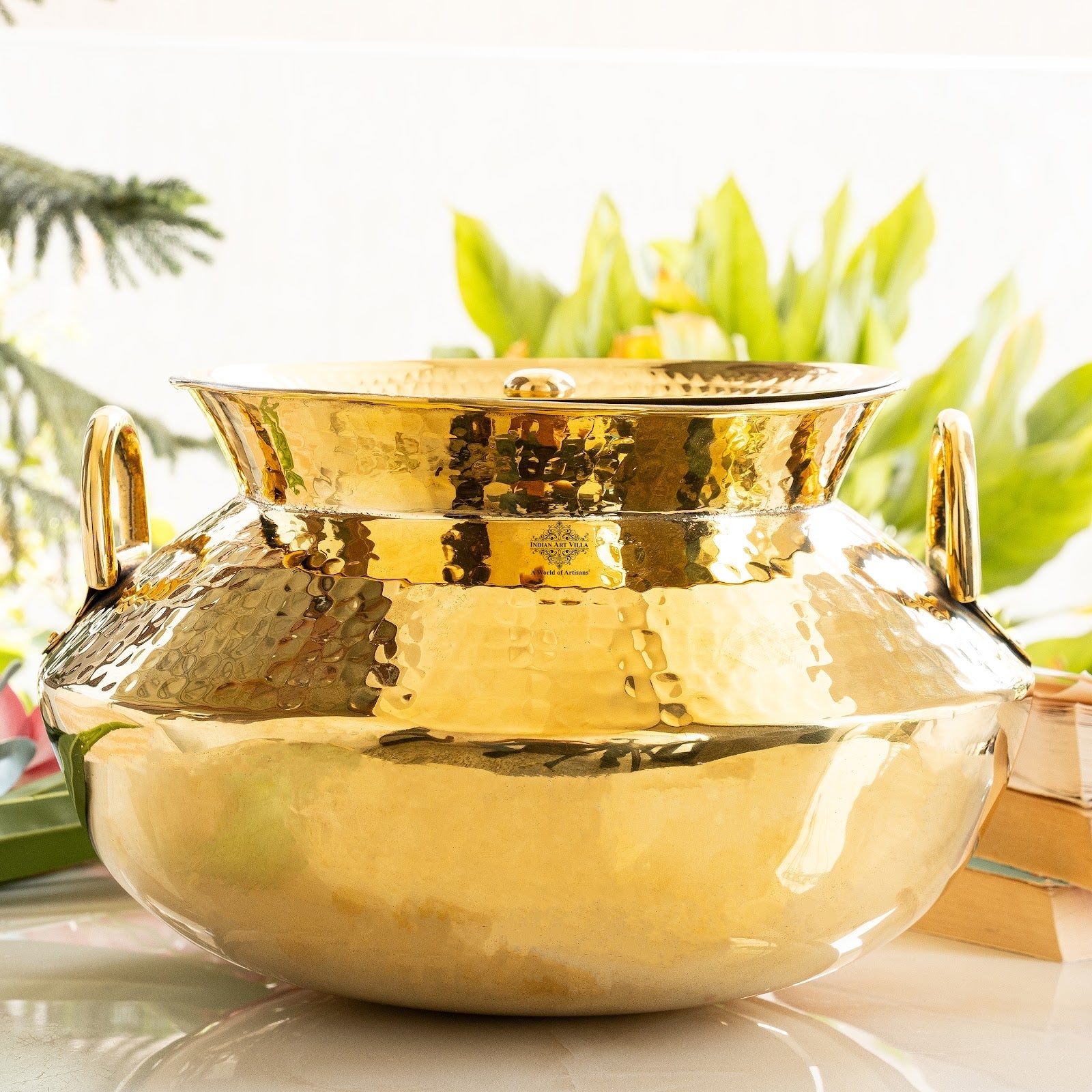 Pure Pital Handi with Tin Lining, Lid & Side Handles