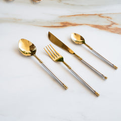 Stainless Steel Gold Cutlery Set of 4 with Dual
