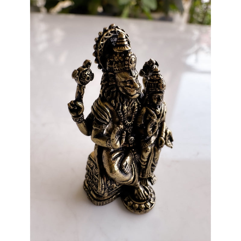 Pure Brass Miniature Lakshmi Narasimha Ji Murti - 3.55 cm