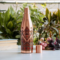 Copper Kalakriti Rose Gold Blossom Printed Bottle-1080 ML