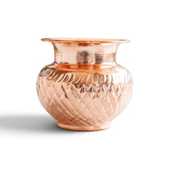 Pure Copper Lota with Diamond Cut Design For Pooja - 550 ML