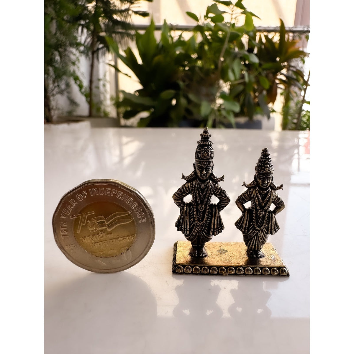 Pure Brass Miniature Vitthal Rukmini Ji Murti - 3.98 cm
