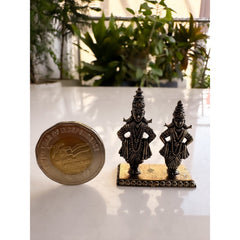 Pure Brass Miniature Vitthal Rukmini Ji Murti - 3.98 cm