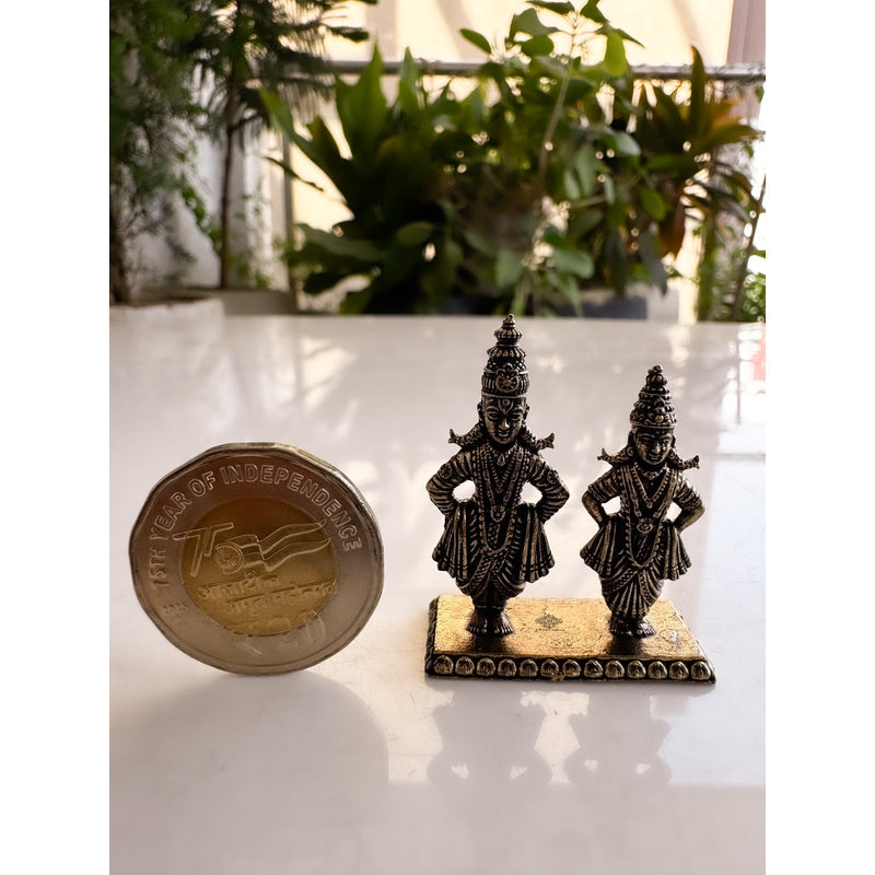 Pure Brass Miniature Vitthal Rukmini Ji Murti - 3.98 cm