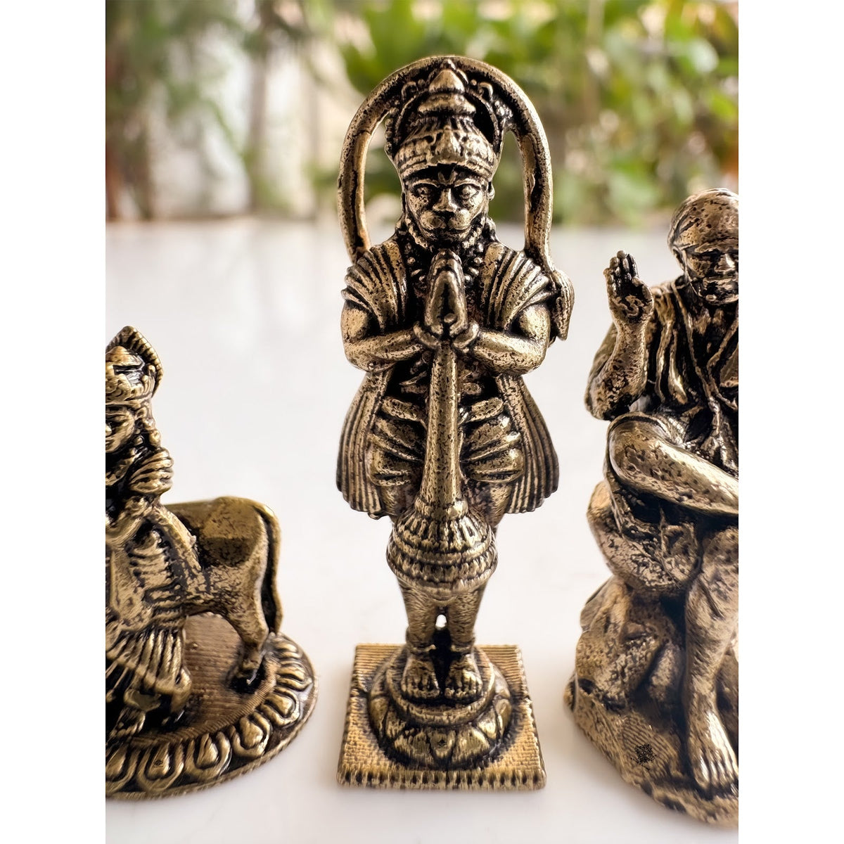 Pure Brass Miniature Divine Idol Combo of Ganesha, Krishna, Hanuman ji & Sai Baba