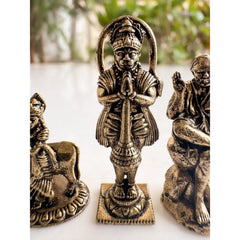 Pure Brass Miniature Divine Idol Combo of Ganesha, Krishna, Hanuman ji & Sai Baba