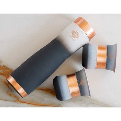 Matt Ombre Copper Bottle and Glass Set with Royal Look  Bottle-900 Ml, Glass-275Ml