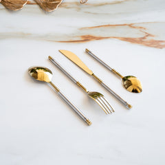Stainless Steel Gold Cutlery Set of 4 with Dual