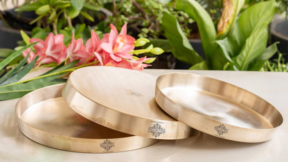 Bronze Dinnerware Thali,  Traditional Matte Finish Kansa Plate, Tableware and dinnerware