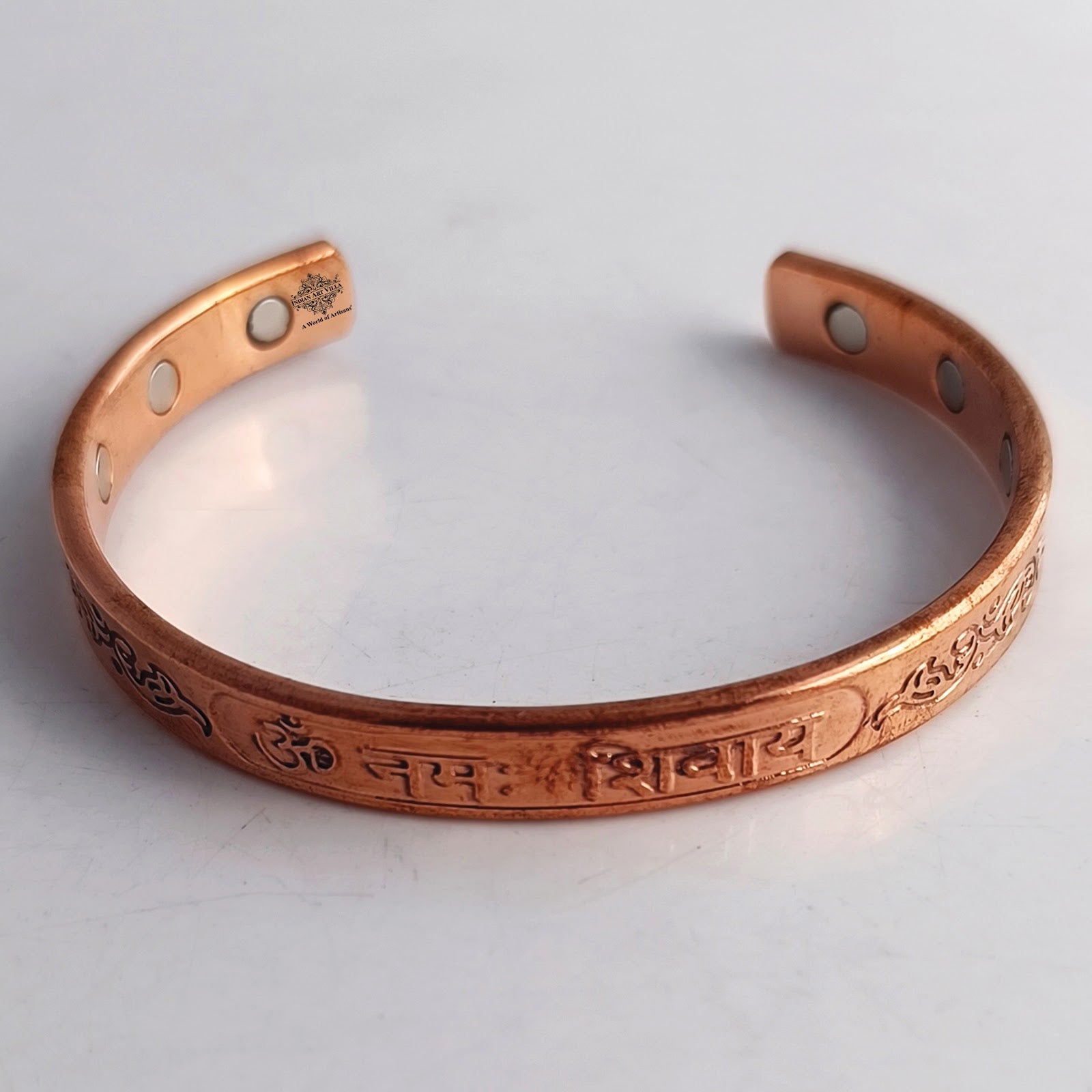 Unisex Copper Magnetic Bangle with Om Namah Shivay Inscription