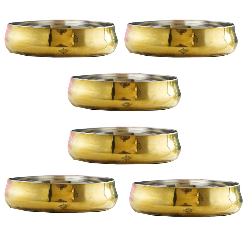 Handmade Steel Brass Curved Rice/ Halwa Plate, Serveware, Dinnerware, Width- 12.06 cm