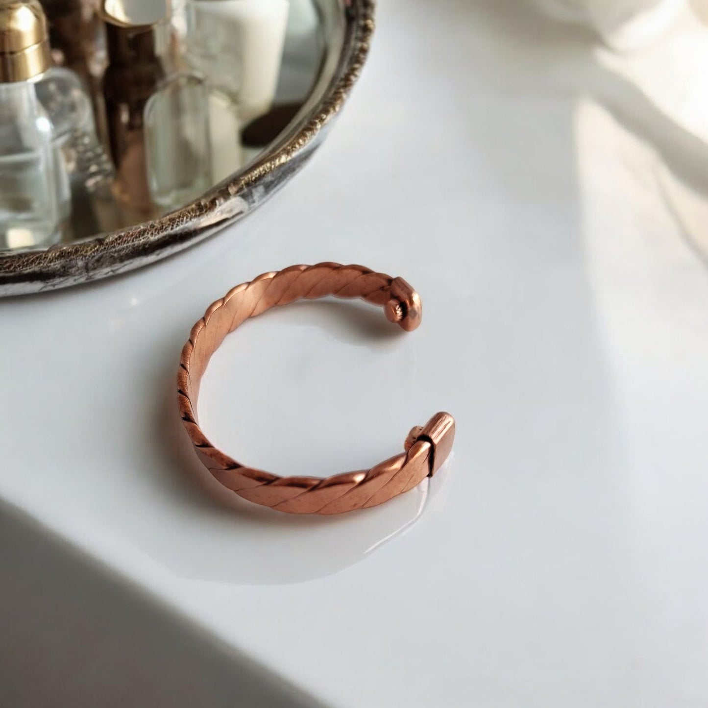 Pure Copper Flat Spiral Bangle with Magnet Handcrafted Bangle