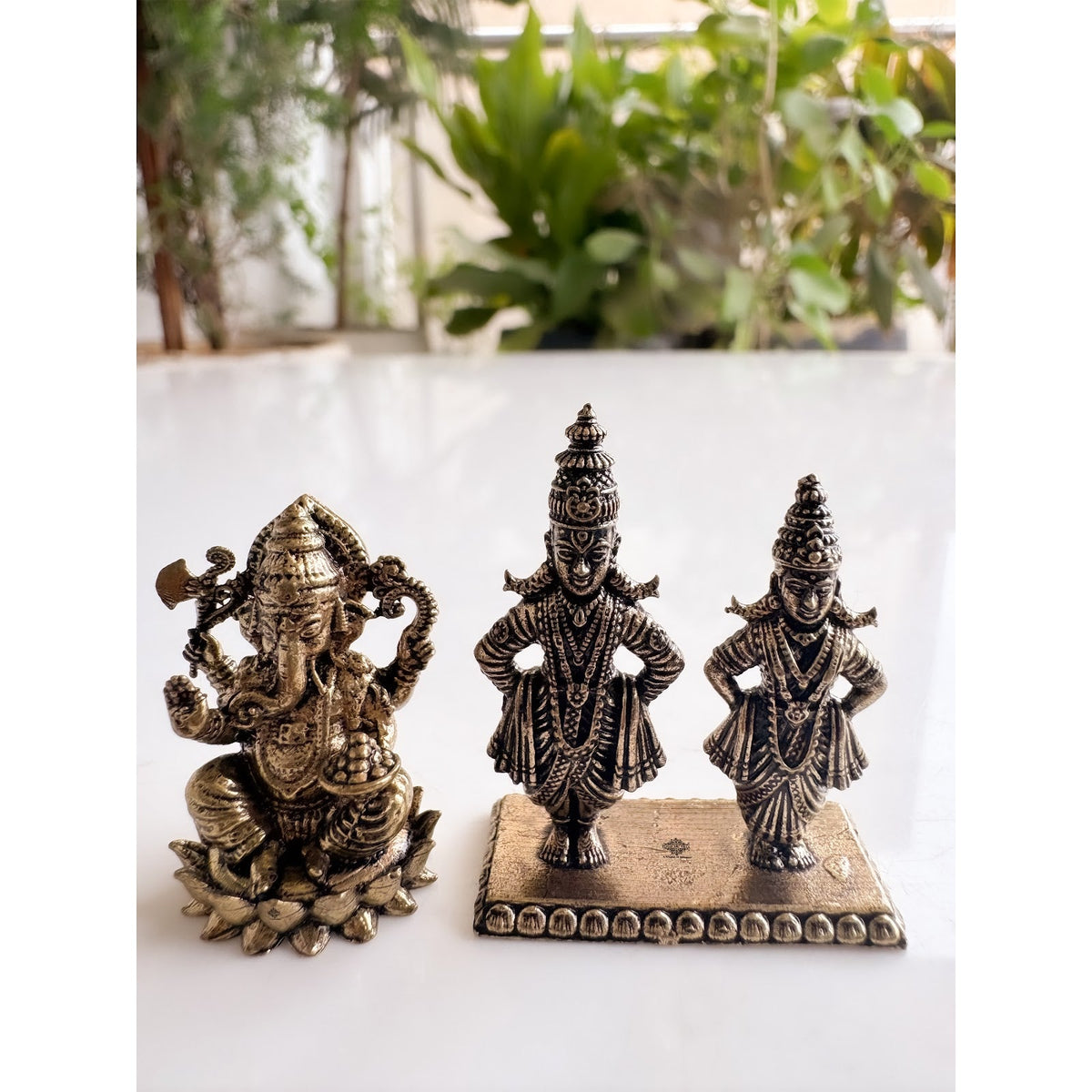 Pure Brass Miniature Vitthal Rukmini Devotional Murti Pair