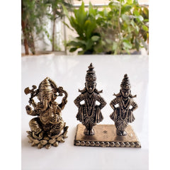 Pure Brass Miniature Vitthal Rukmini Devotional Murti Pair