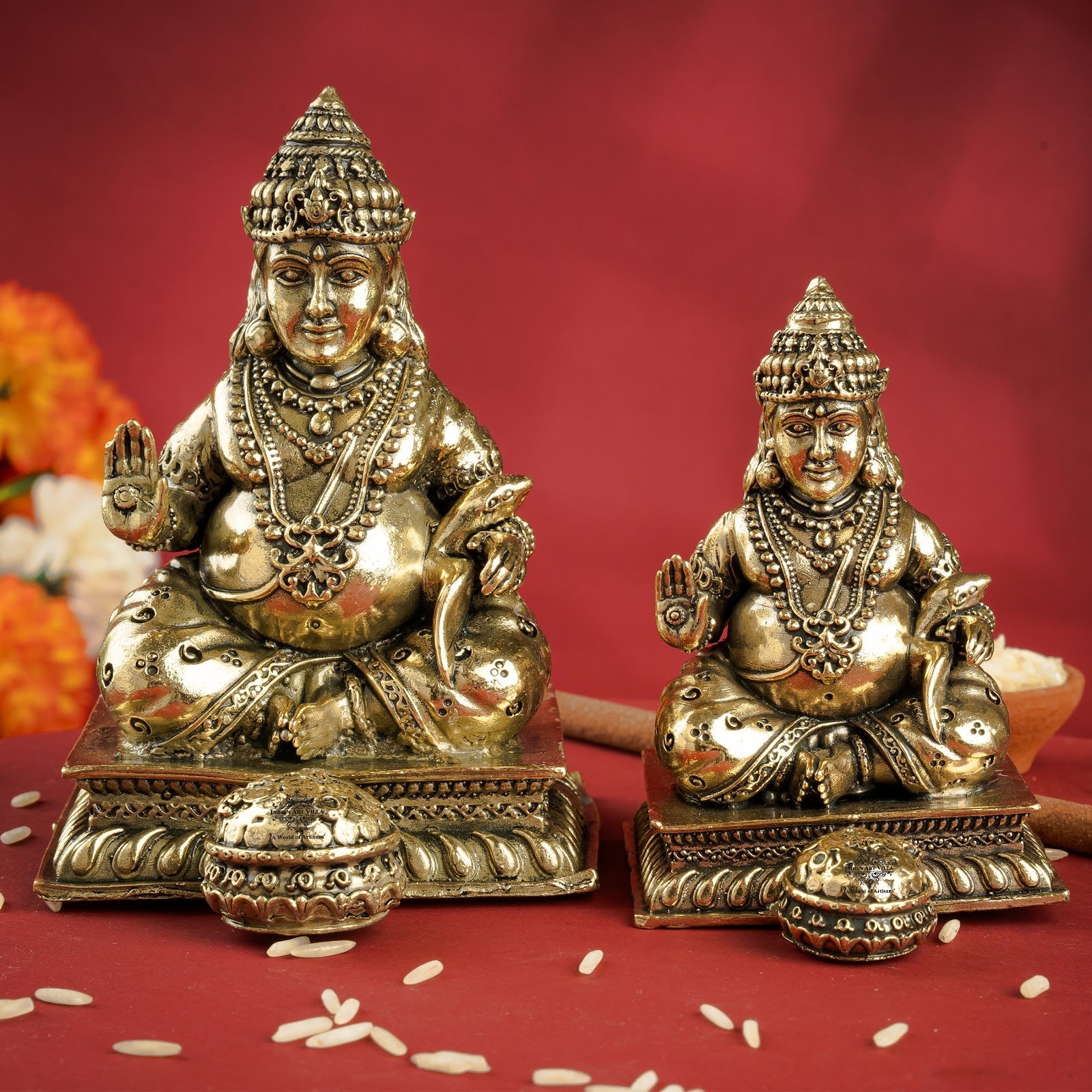 Pure Brass Kuber Murti - Lord of Wealth & Prosperity