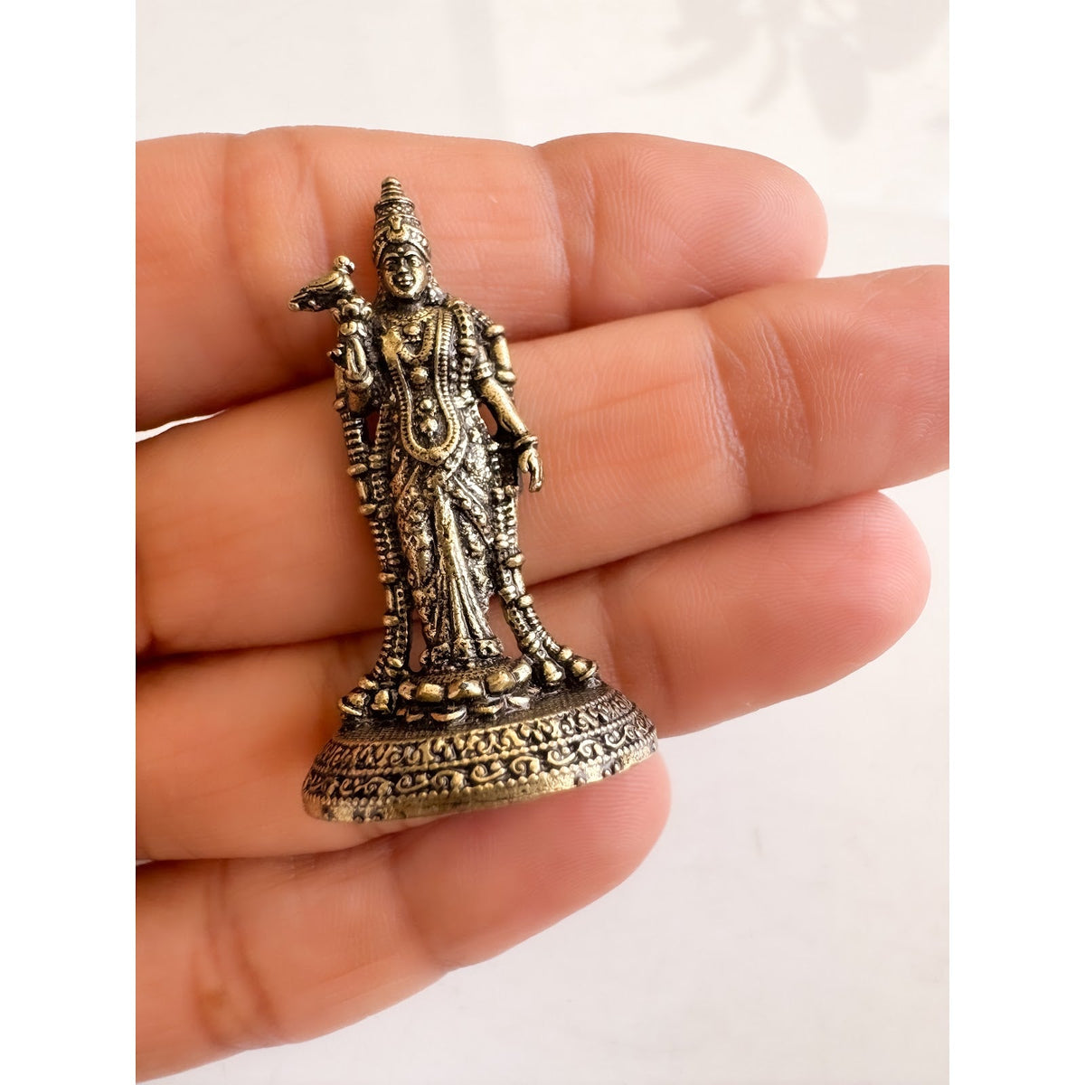 Pure Brass Miniature Meenakshi Amman Ji Standing Murti - 3.81 cm