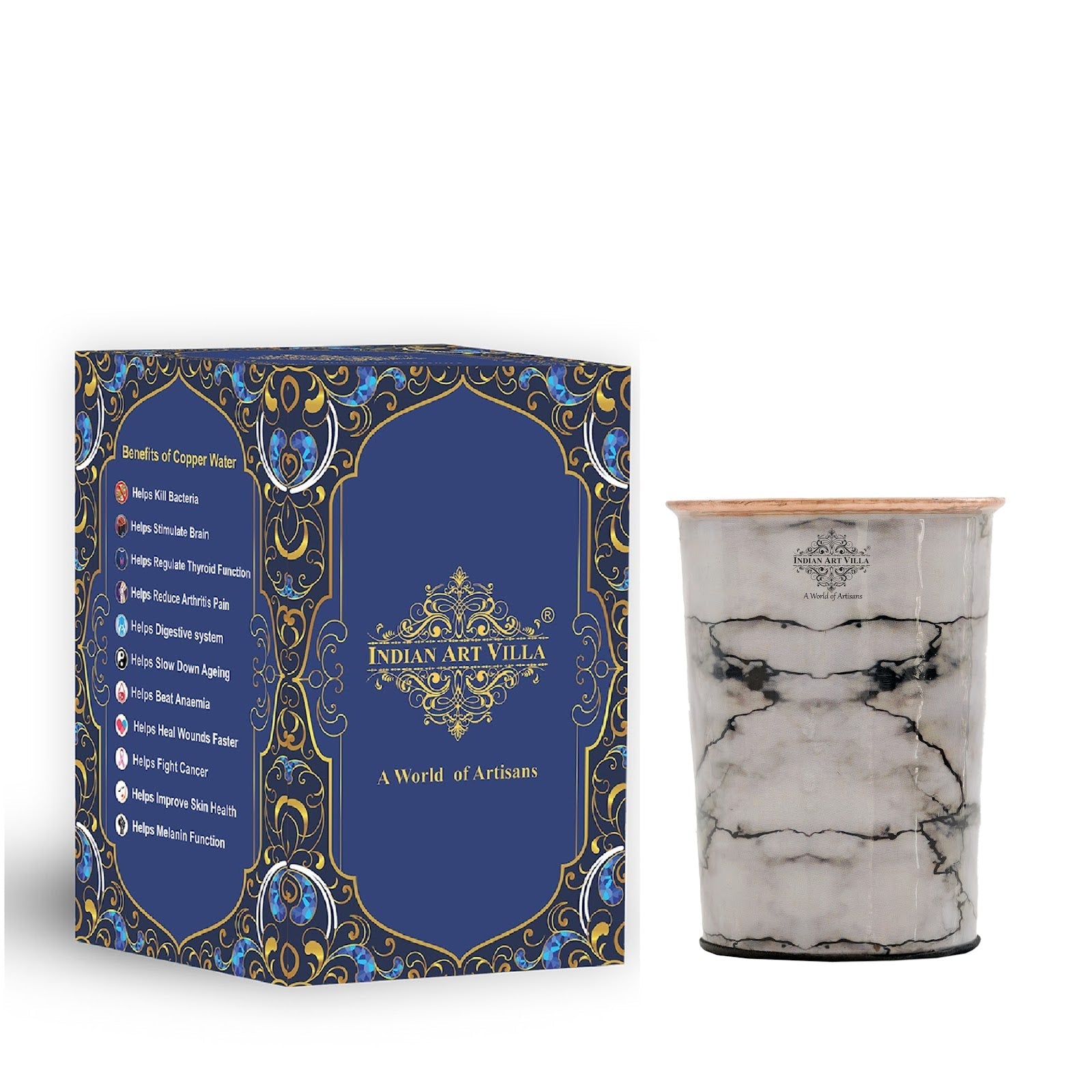 Pure Copper Printed Design Glass - 275 ML