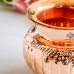 Handcrafted Pure Copper Fluted Lota for Pooja & Traditional Use - 740 ML