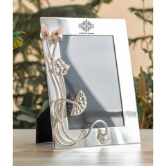 Silver-Plated Lotus Bud Flower Photo Frame – 24x19 cm (Inner Photo Size 18x13 cm), Decorative Picture Frame for Home Décor