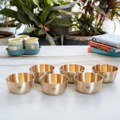 Brass Bowl With Matt Finish Design, Diameter-8.89 cm