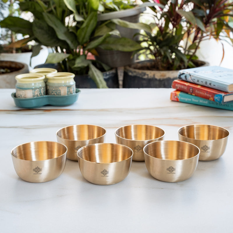 Brass Bowl With Matt Finish Design, Diameter-8.89 cm