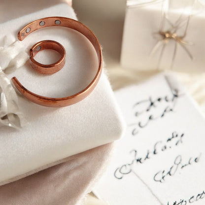 Pure Copper Plain Design Bangle with Magnet & Matching Ring